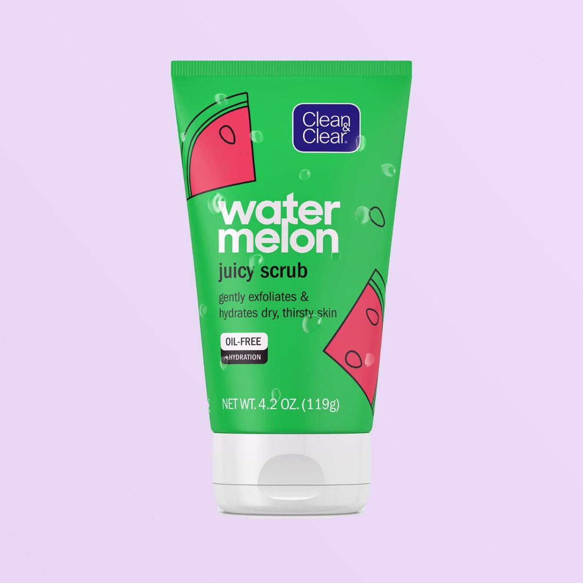Clean & Clear Watermelon juicy scrub, oil free 4.2 fluid ounce green bottle with white cap