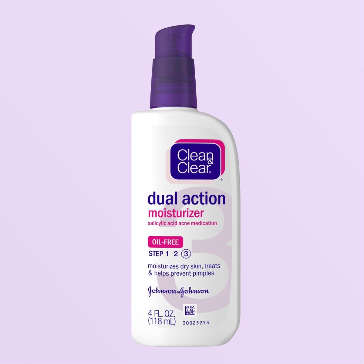 Clean & Clear Dual Action Moisturizer, 4 fluid ounce white bottle with purple pump top